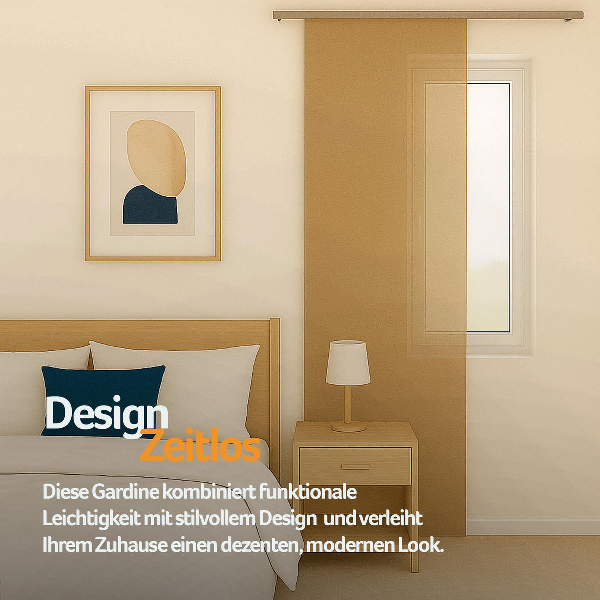 FLÄCHENVORHANG blickdicht 60x245 cm Hellbraun mit Technik - Hellbraun, Textil (60/245cm)