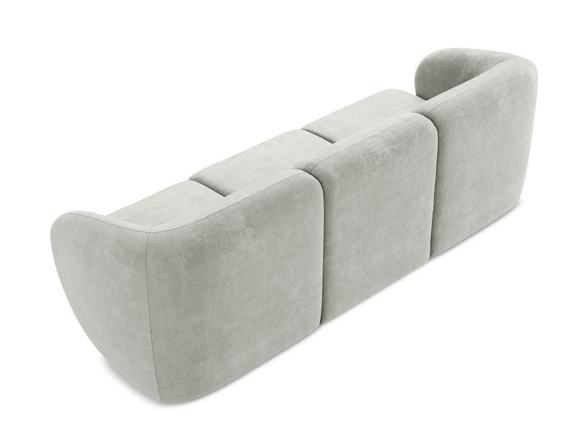 3-SITZER SOFA Chenille Stoff Grau - Hellgrau/Schwarz, Holzwerkstoff/Kunststoff (244/75/94cm) - Makamii