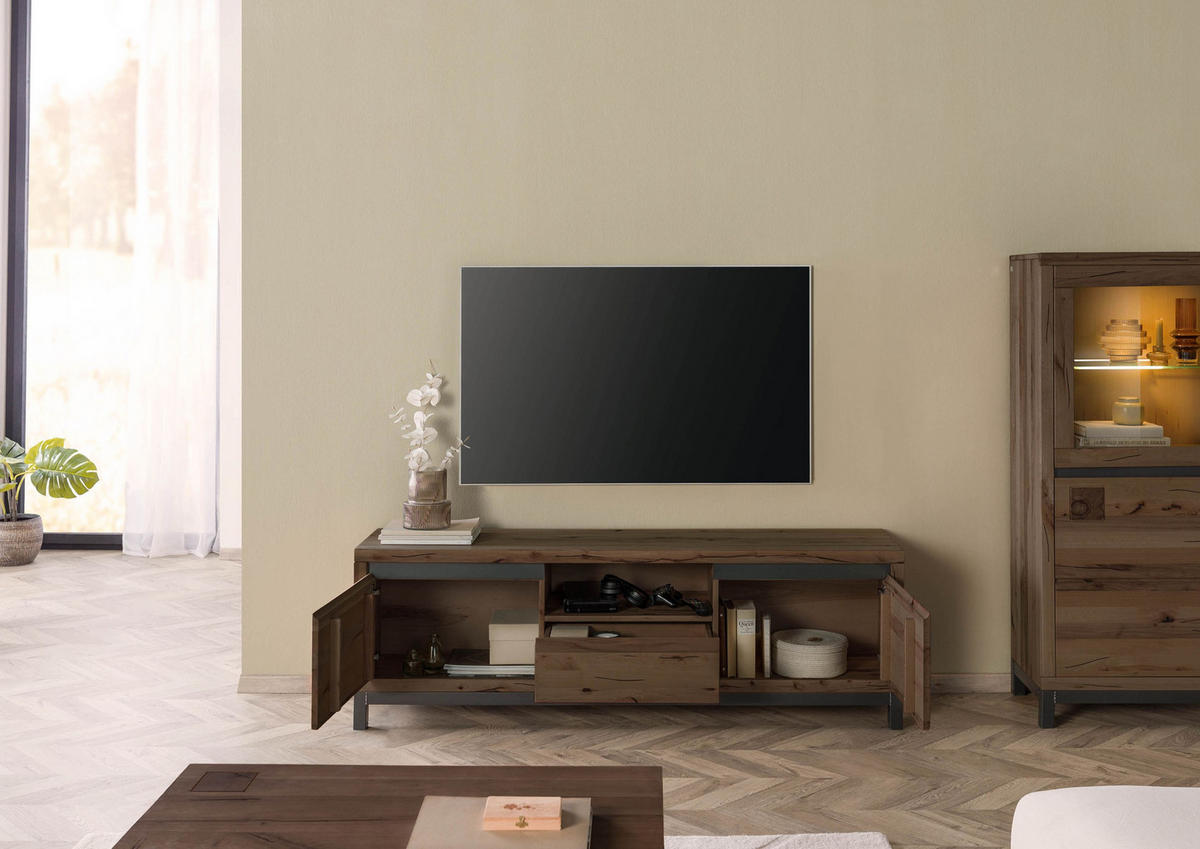 TV-BOARD Kernbuche 170x40x56 tabacco braun geölt VILLANDERS #213 - Dunkelbraun, Holz (170/56/40cm) - Massivmoebel24