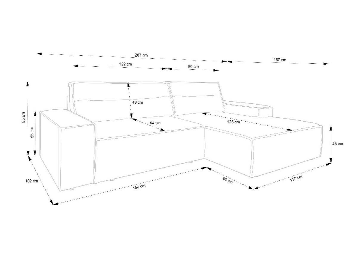 ECKSOFA FIORD Beige 267x167x85 cm - Beige, Textil (267/167cm) - FURNLUX