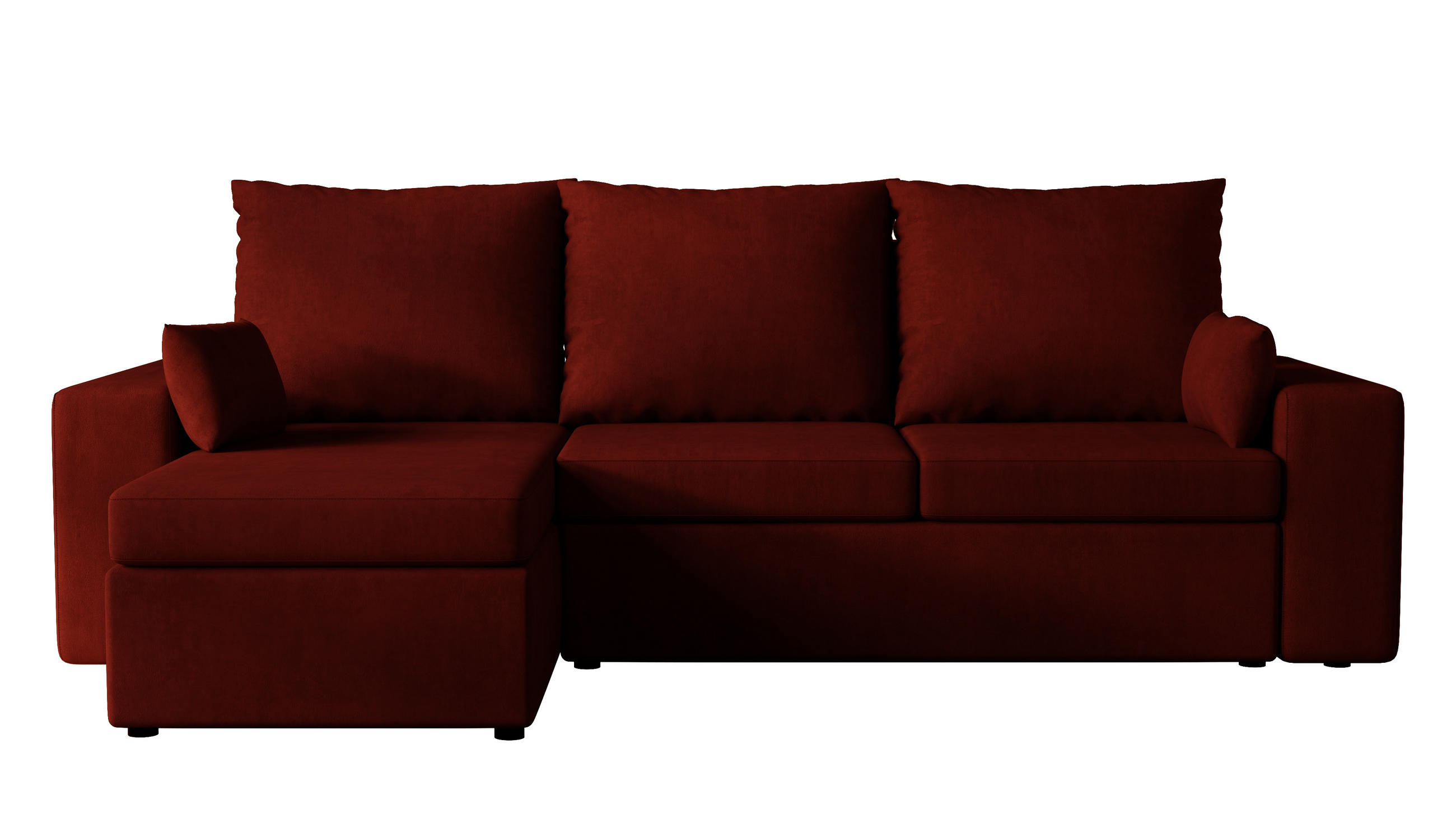 ECKSOFA Paco mit Bettkasten und Schlaffunktion, L-Form/XL-Form, Velourstoff, Universal - Weinrot, Holzwerkstoff (246/145cm) - 4ALL HOME
