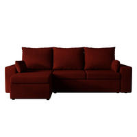 ECKSOFA Paco mit Bettkasten und Schlaffunktion, L-Form/XL-Form, Velourstoff, Universal - Weinrot, Holzwerkstoff (246/145cm) - 4ALL HOME