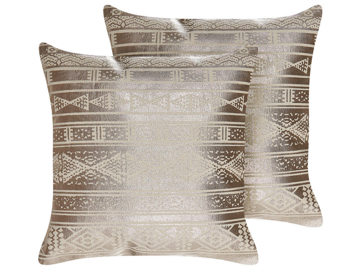 DEKOKISSEN 2er-Set Roségold 50/50 cm Oujda - Roségold, Naturmaterialien/Textil (50/50cm) - Beliani