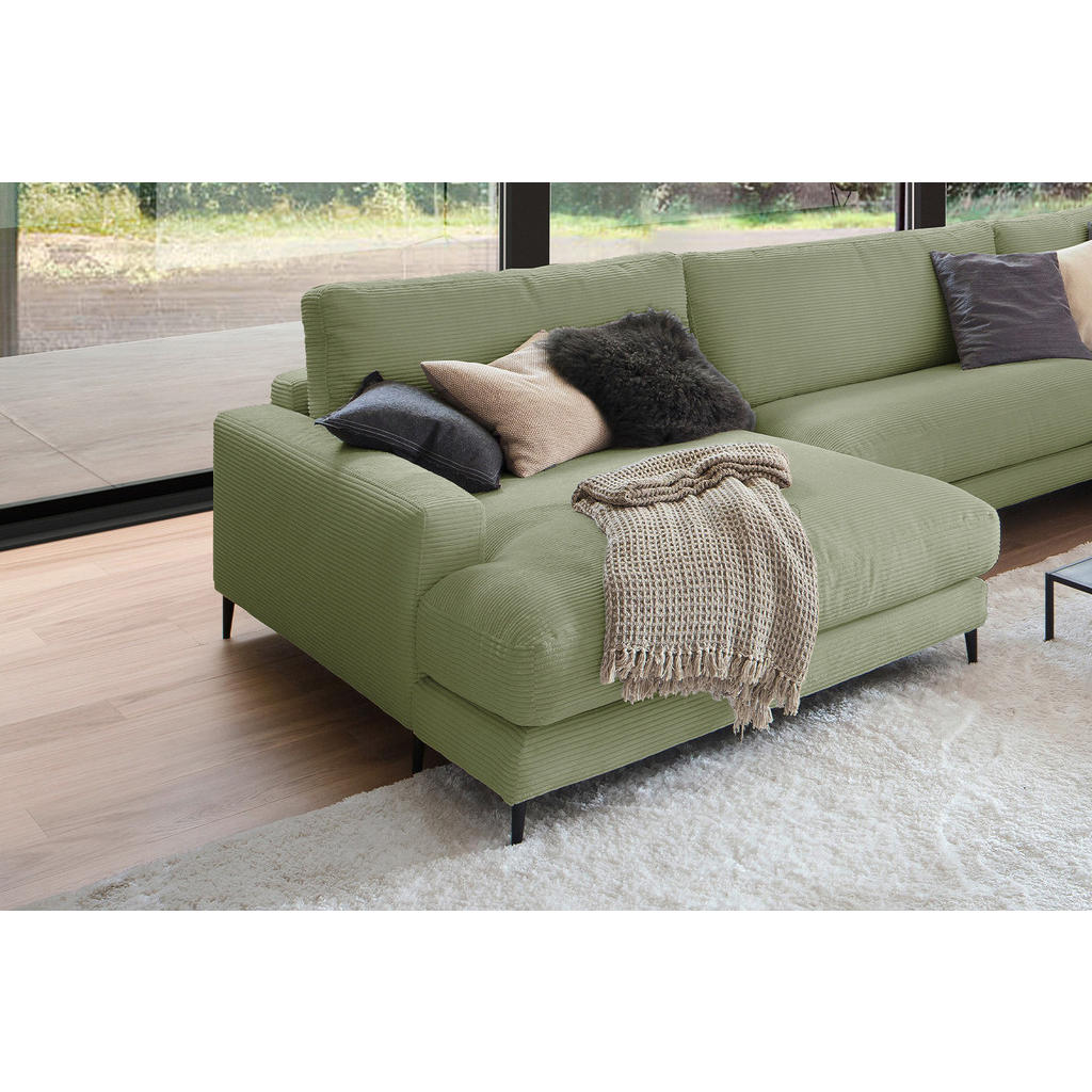 Thumbnail - Kawola Wohnlandschaft, Grün, Textil, Echtholz, 3-Sitzer, Füllung: Kaltschaum, U-Form, 341x84x223 cm, Wohnzimmer, Sofas &...