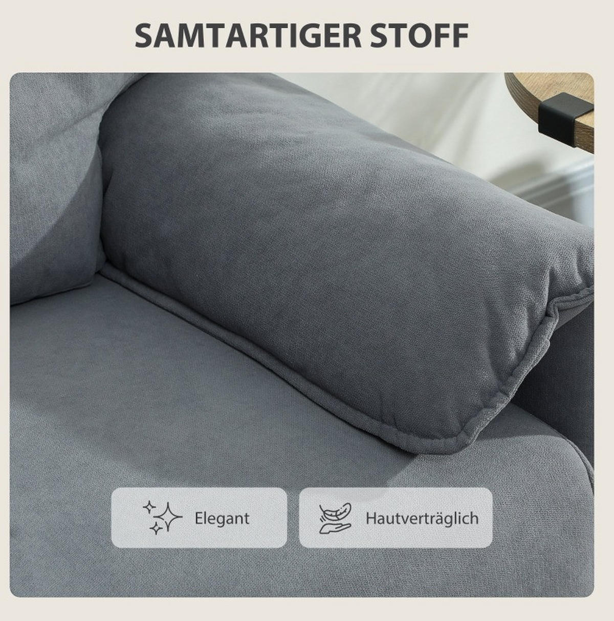 SOFA mit Rückenkissen 127 cm Grau - Grau, Metall (127/84/72cm) - Meubliv