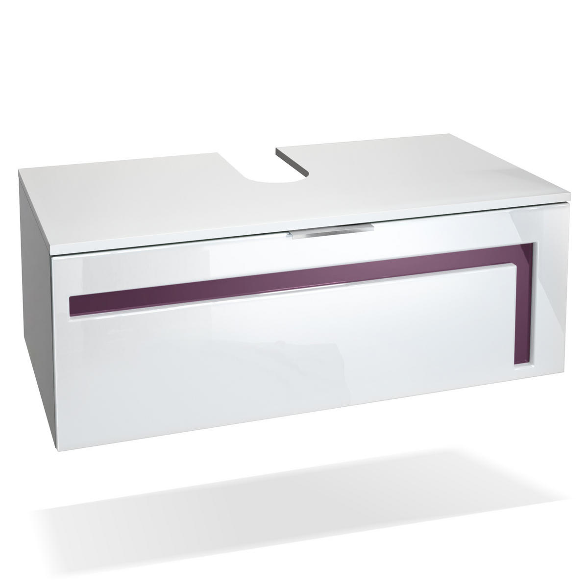 WASCHBECKENUNTERSCHRANK Aloha Absetzungen in Brombeer Hochglanz - Brombeere, Holzwerkstoff (96/36/51cm) - Vladon