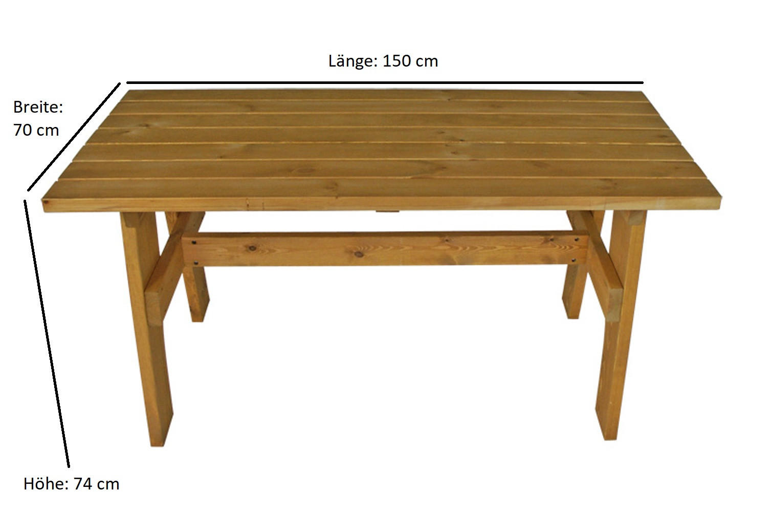 GARTENTISCH Drieburg 72x150cm aus Kiefer massiv - Braun, Holz (72/150/74cm) - TPFGarden