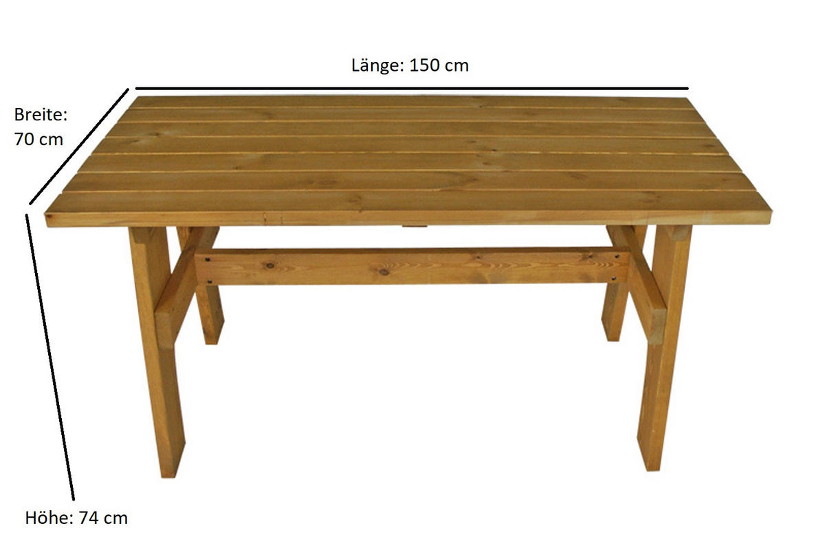 GARTEN-GARNITUR Drieburg 150cm aus Kiefer massiv 4tlg. - Braun, Holz - TPFGarden