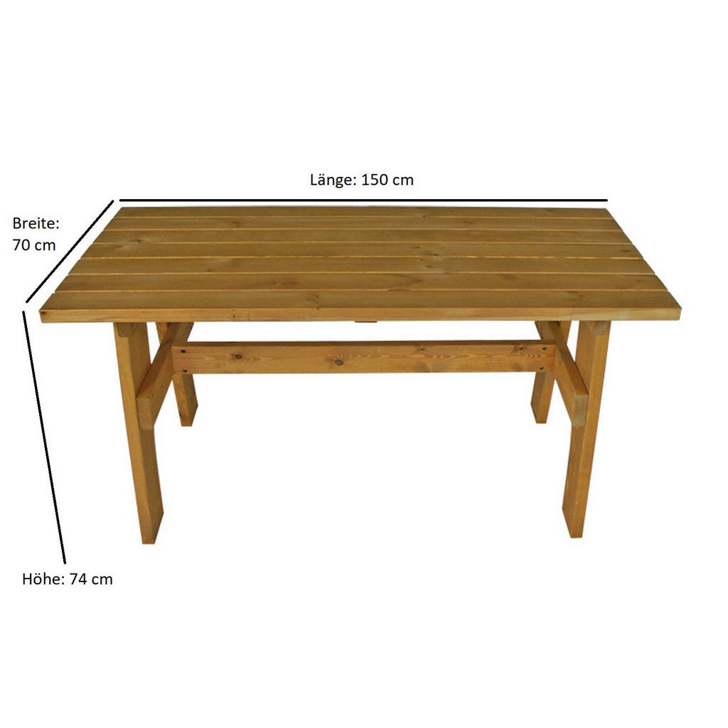 Thumbnail - TPFGarden Gartentisch, Braun, Holz, 150x74x72 cm, Gartenmöbel, Gartentische, Gartentische