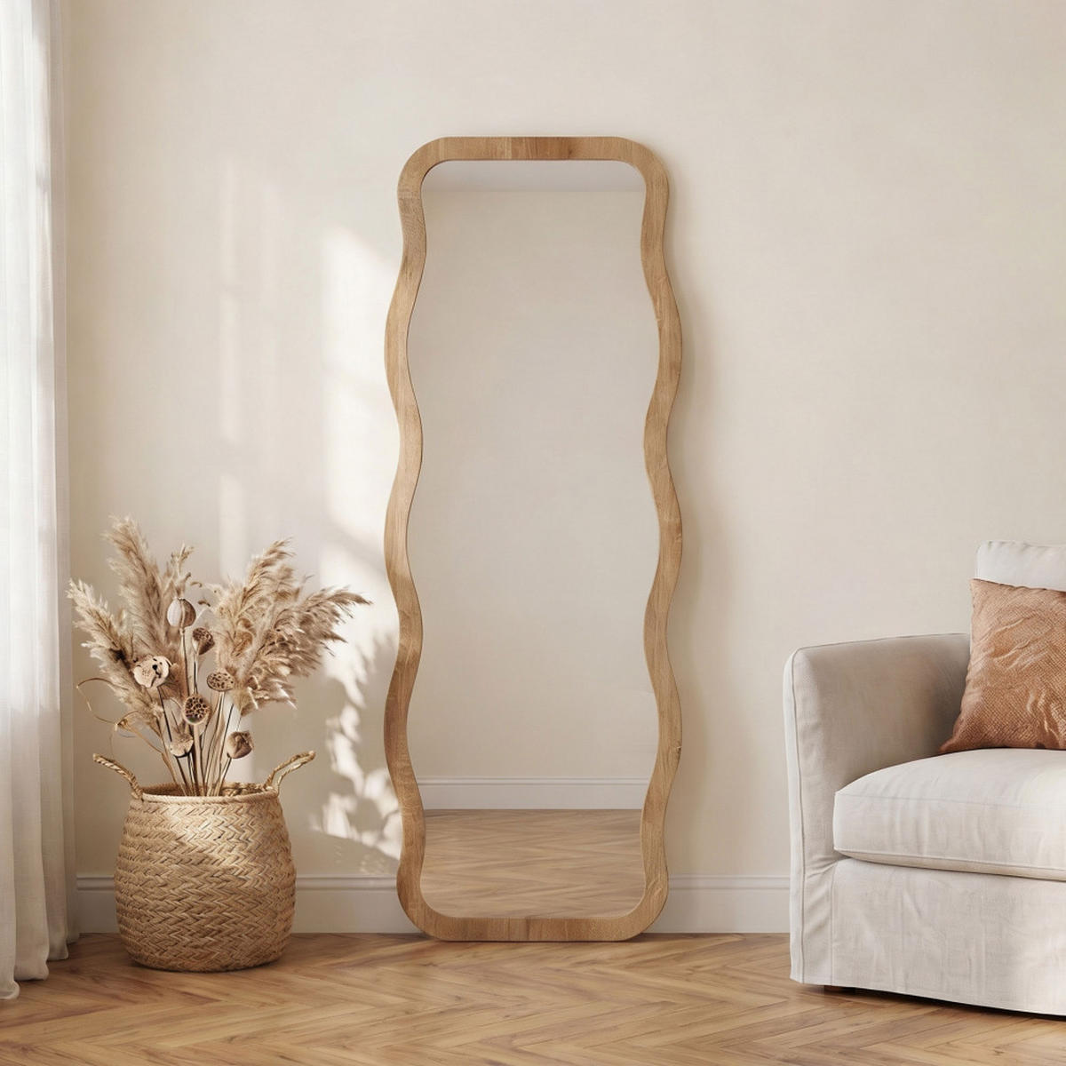 STANDSPIEGEL aus Holz 50x160 cm - Luna - Klares Holz - Eschefarben, Holz (50/160/2.2cm) - Drawer
