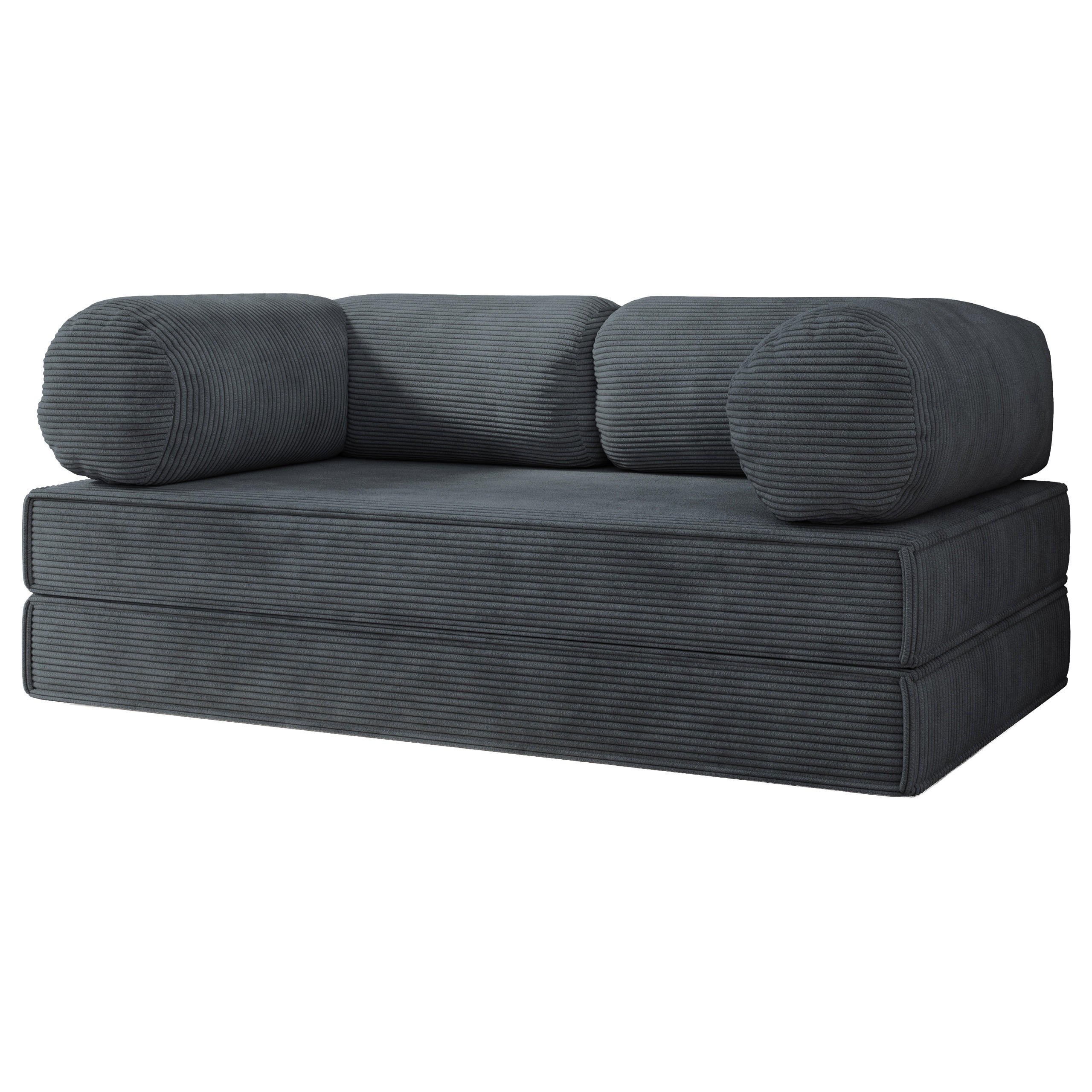 BETTSOFA ALVIO aus Schaumstoff Cordstoff Grau Schlaffunktion - Dunkelgrau, Textil (170/68/80cm) - MASSENO
