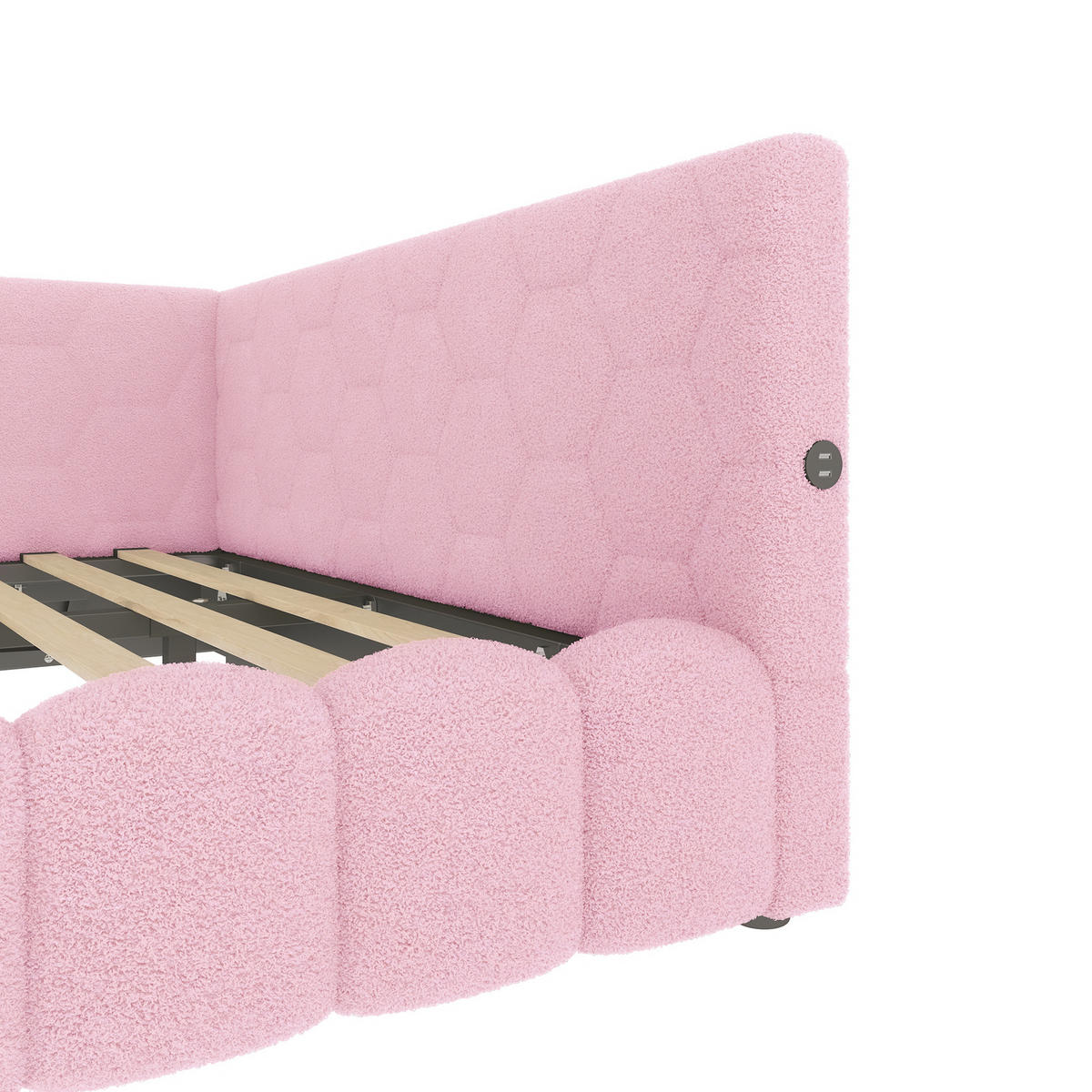 POLSTERBETT 140x200cm mit USB-Anschluss, Typ-C- Rosa - Pink, Holz/Textil (140/200cm) - KOMHTOM