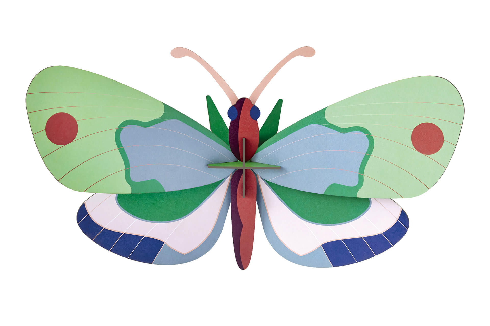 WANDDEKO Waldschmetterling 34/7 cm - Blau/Grün, Wellpappe (34/7/20cm) - KUNSTLOFT