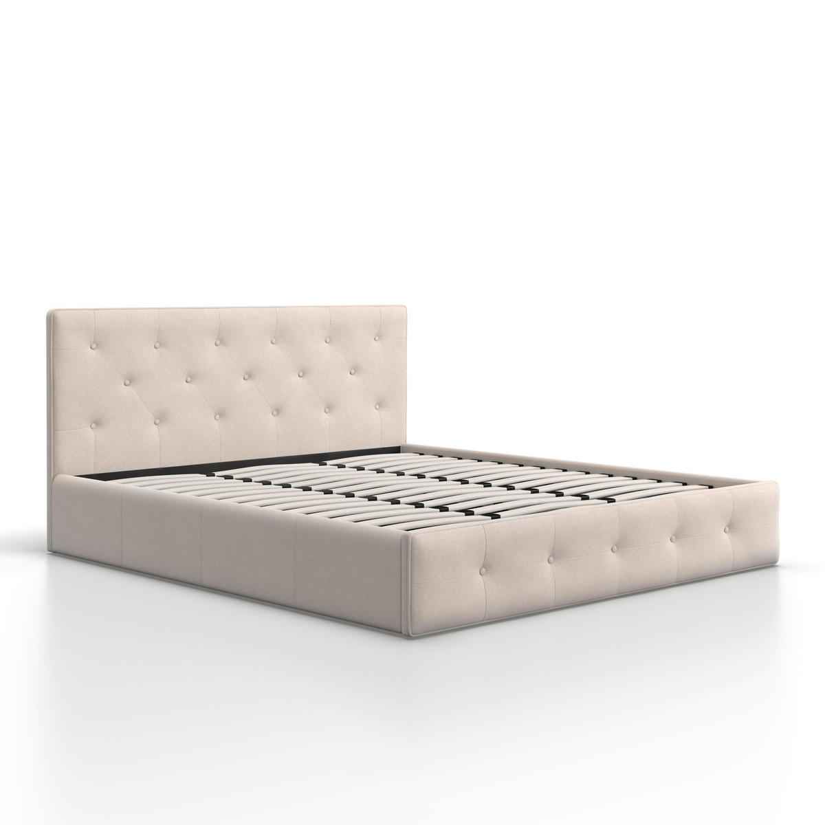 POLSTERBETT Julie Beige ca. 180 / 200 cm Stauraum - Creme, Holz - Bessagi Home