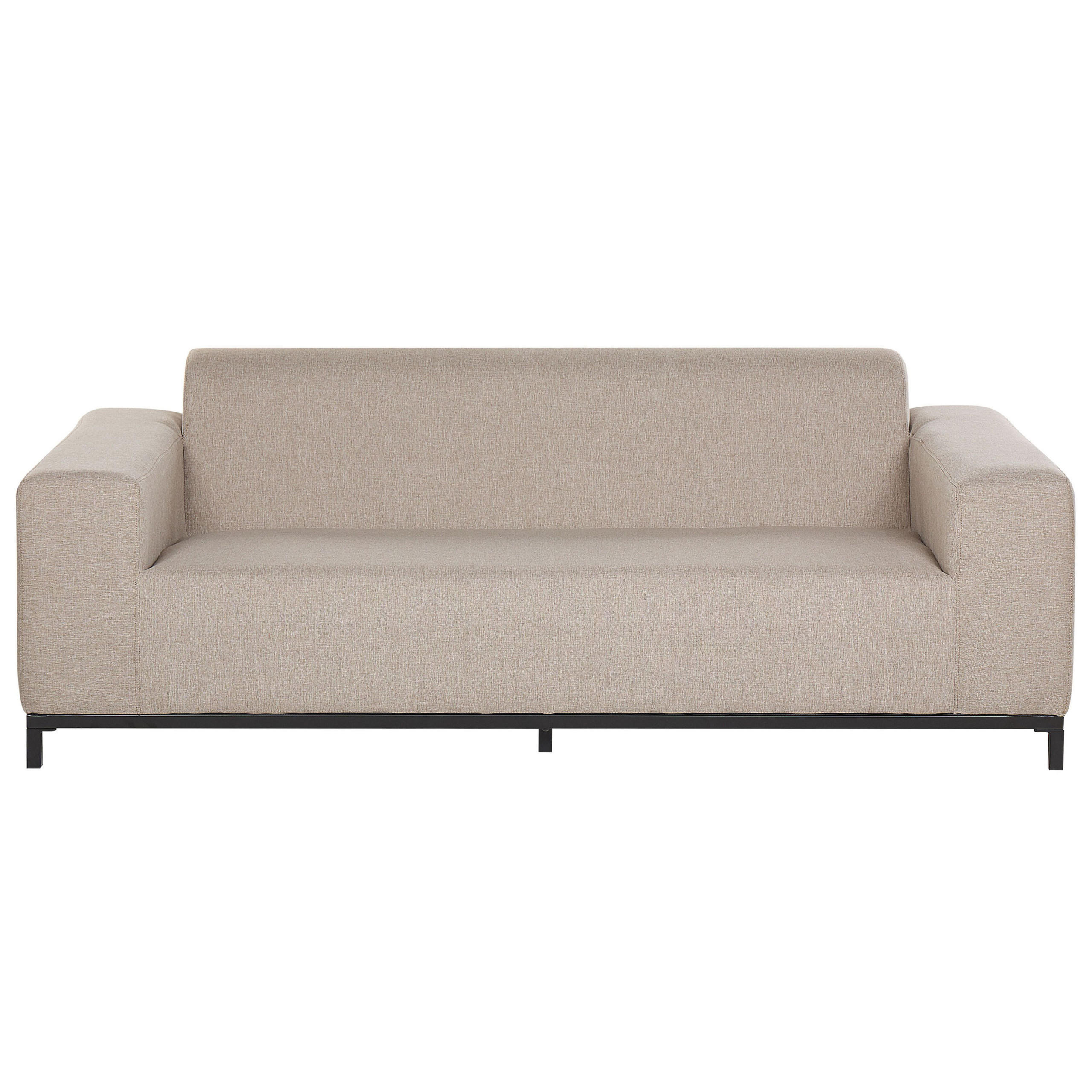 GARTENSOFA 3-Sitzer beige/schwarzes Gestell Rovigo - Beige/Schwarz, Textil (186/68/84cm) - Beliani