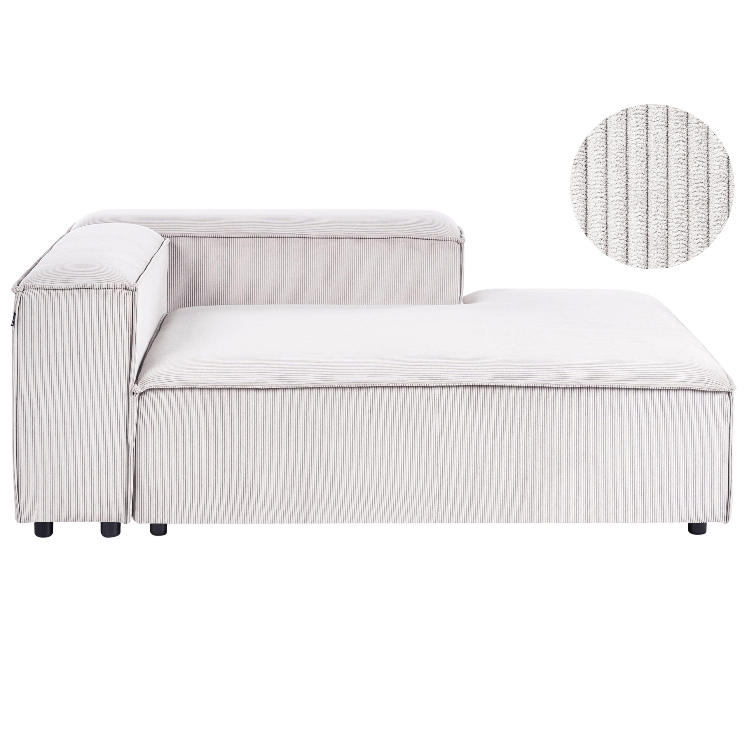 CHAISELONGUE-LINKSSEITIGE Cord Cremeweiß Ardal - Creme/Schwarz, Textil (119/68/180cm) - Beliani