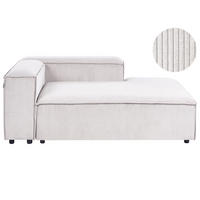 ČALOUNĚNÉ LEHÁTKO CHAISE LONGUE LEVOSTRANNÉ Manšestr Krémově bílé Ardal - bílá/černá, textil (119/68/180cm) - Beliani