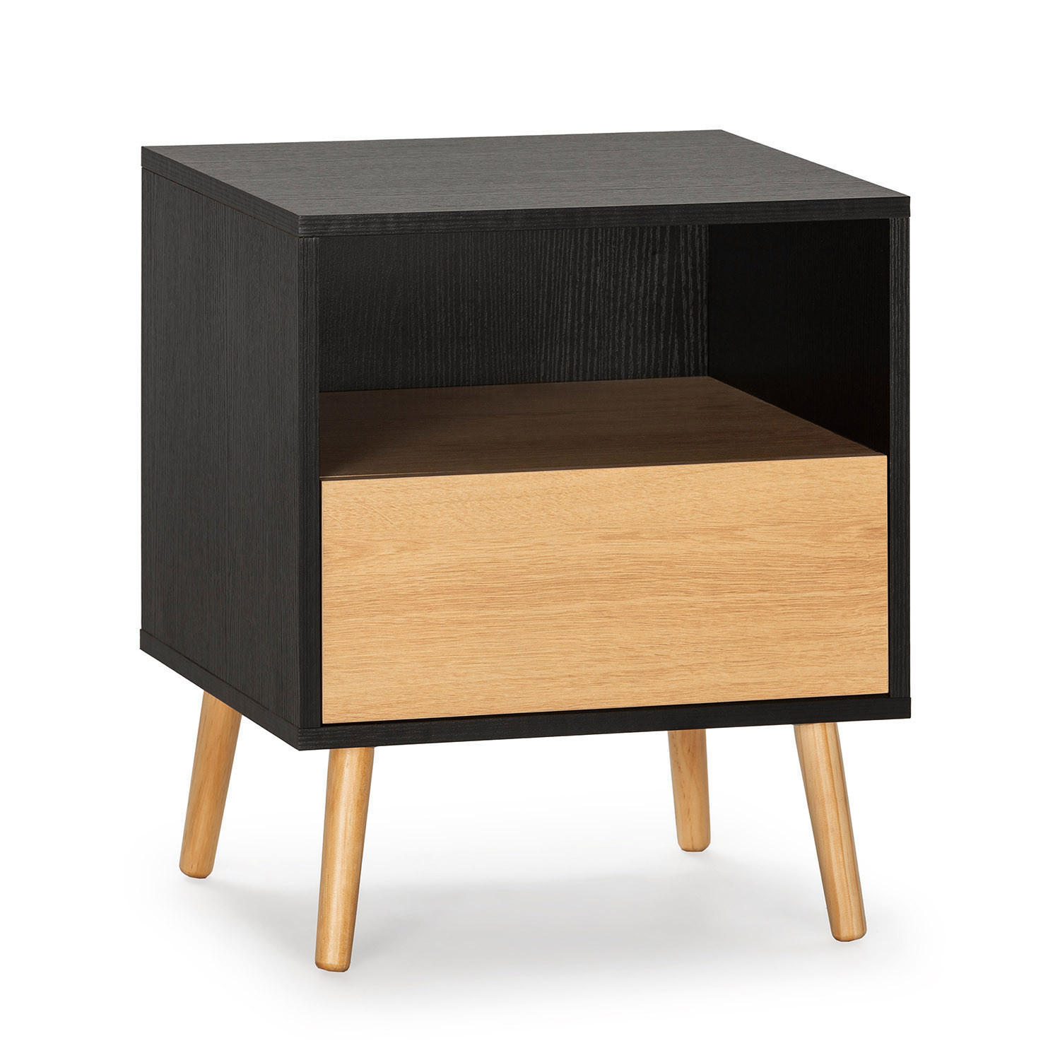 NACHTTISCH Apolo 1 Schublade - Schwarz, Holzwerkstoff (45/52/40cm) - VS Venta-stock