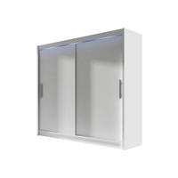 KLEIDERSCHRANK London I 180, mit RGB LED Beleuchtung - Silberfarben/Weiß, Holzwerkstoff/Kunststoff (180/215/58cm) - MIRJAN24