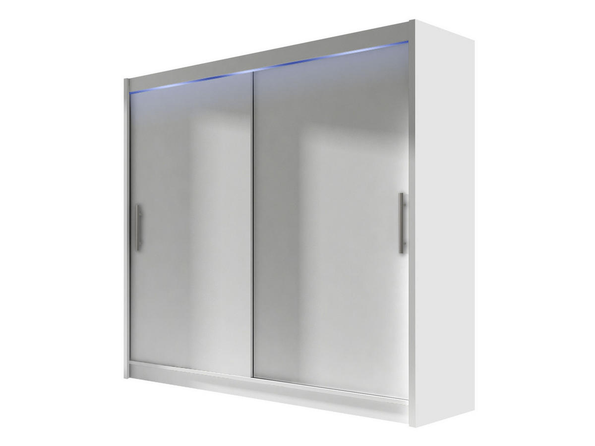 KLEIDERSCHRANK London I 180, mit RGB LED Beleuchtung - Silberfarben/Weiß, Holzwerkstoff/Kunststoff (180/215/58cm) - MIRJAN24