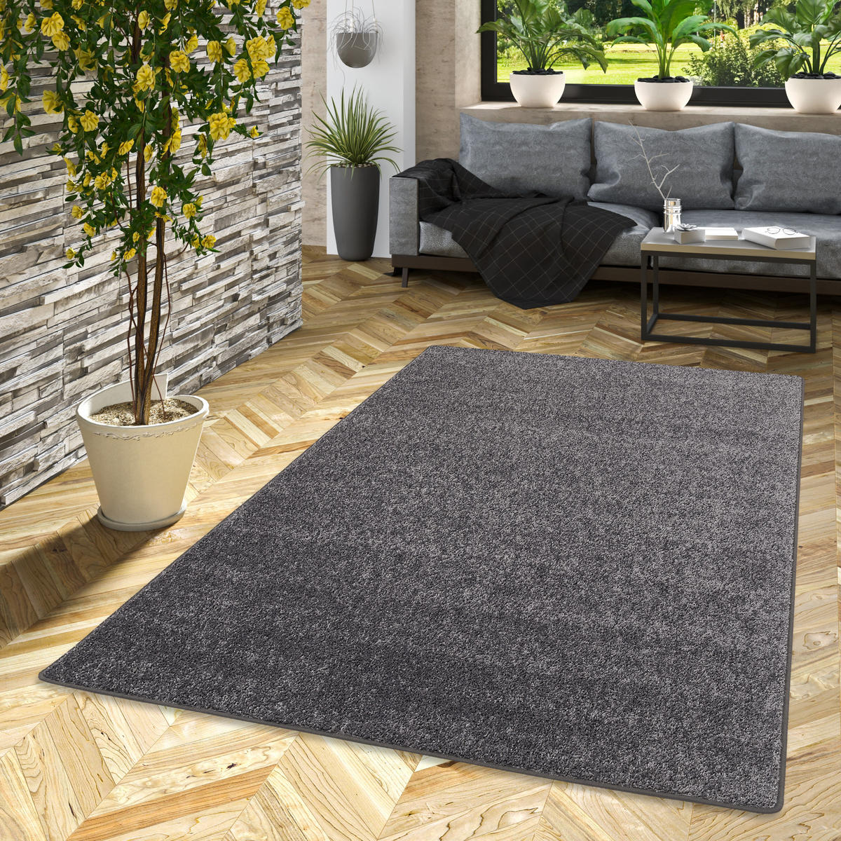 HOCHFLOR LANGFLOR TEPPICH COTTAGE - Grau, Textil (133/133cm) - Snapstyle