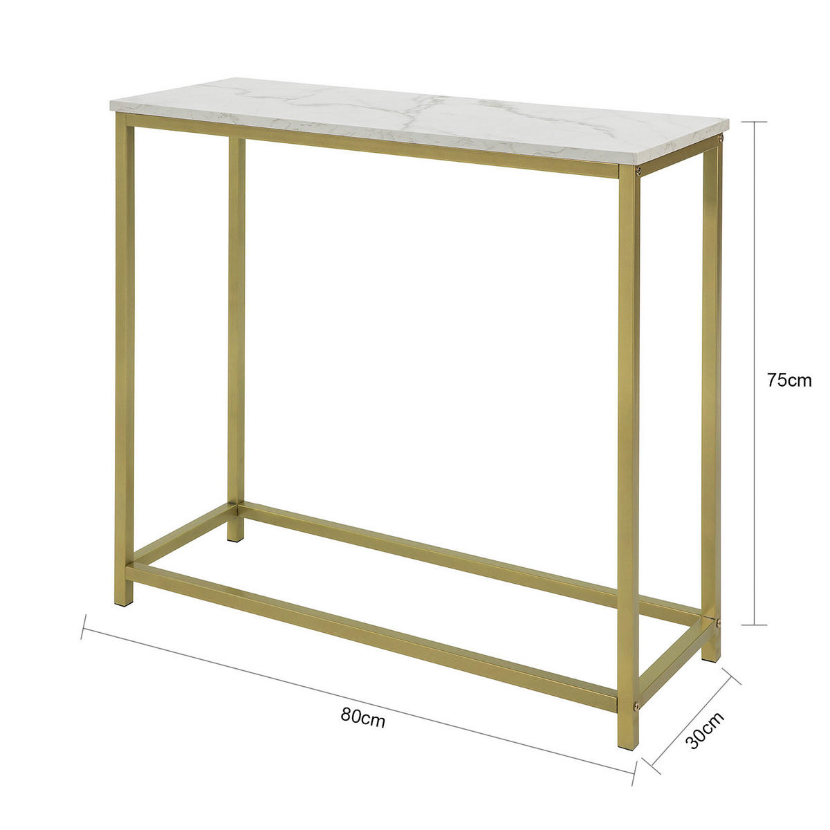 KONSOLENTISCH Golden - Goldfarben, Holzwerkstoff (30/80/75cm) - SoBuy