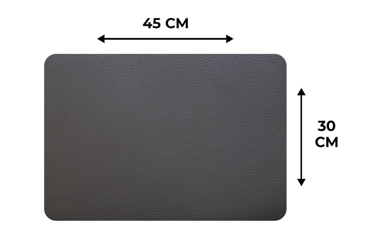 PLATZSETS 6er-Set Leder - Strukturiert - Lederoptik - Grau 45x30 cm Tischset - Mokka, Kunststoff (0.3/45/30cm) - MuchoWow
