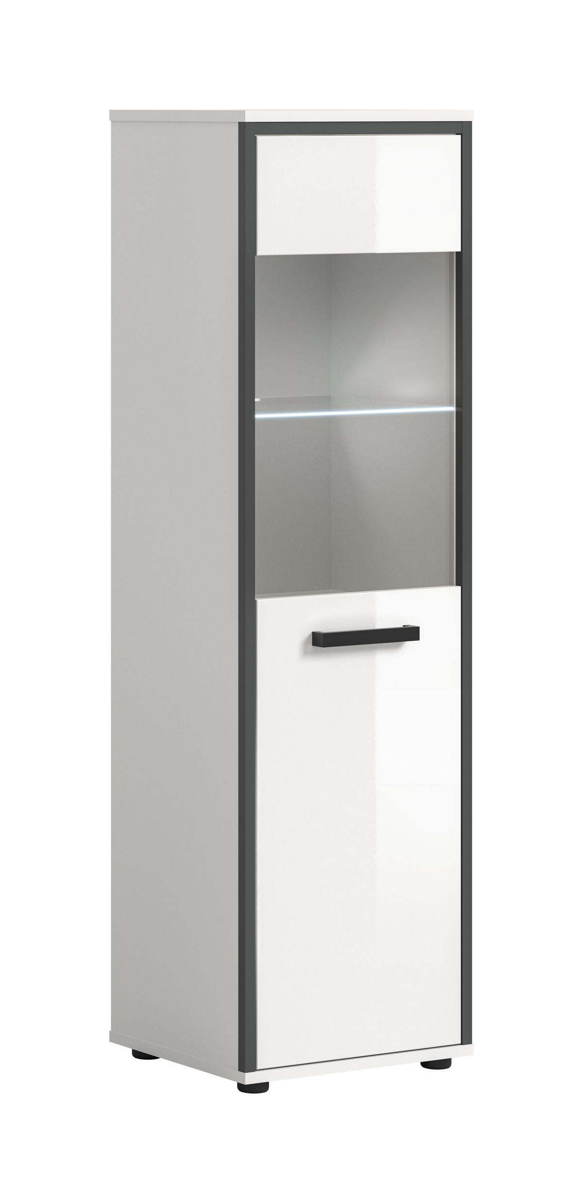 BADSCHRANK KOJAK (B/H/T: ca. 40/139/34 cm) in weiß/weiß hochglanz - Weiß, Holzwerkstoff (40/139/34cm)