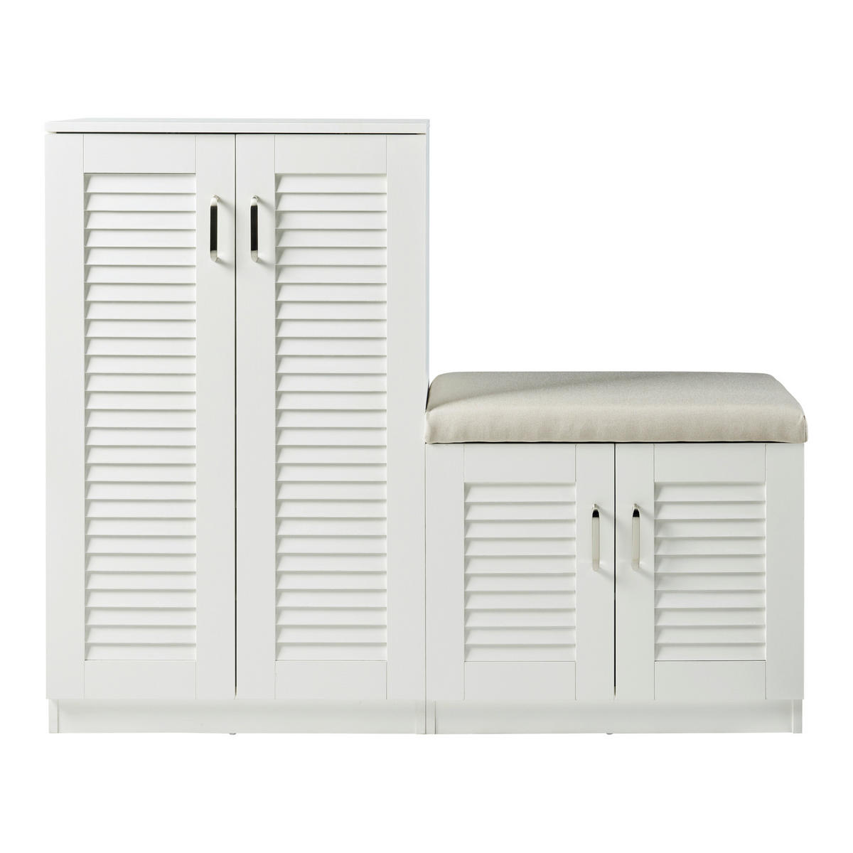 SCHUHSCHRANK Løten mit Sitzbank - Weiß, Holzwerkstoff (120/97/36cm) - [en.casa]