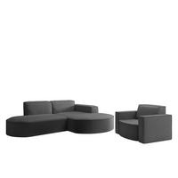 SOFASET Palma Ecksofa Sessel Ascot - Graphitfarben, Holzwerkstoff/Textil (236/78/165cm) - Fun Möbel