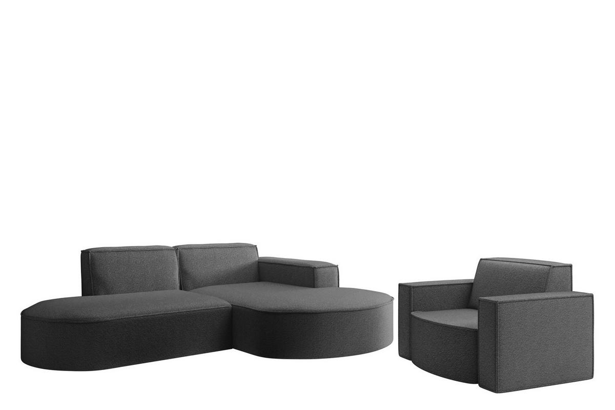 SOFASET Palma Ecksofa Sessel Ascot - Graphitfarben, Holzwerkstoff/Textil (236/78/165cm) - Fun Möbel