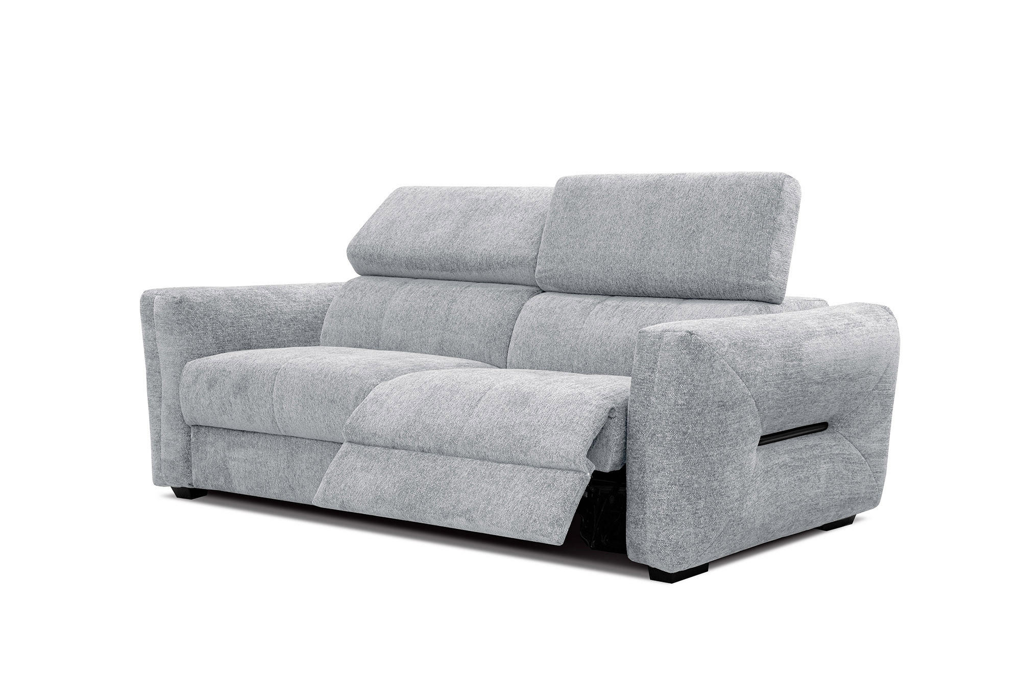 SOFA CALVERA 3-Sitzer mit 1 Relaxfunktion, hellgrau - Hellgrau, Holzwerkstoff/Textil (204/79/106cm) - Courtois Laville