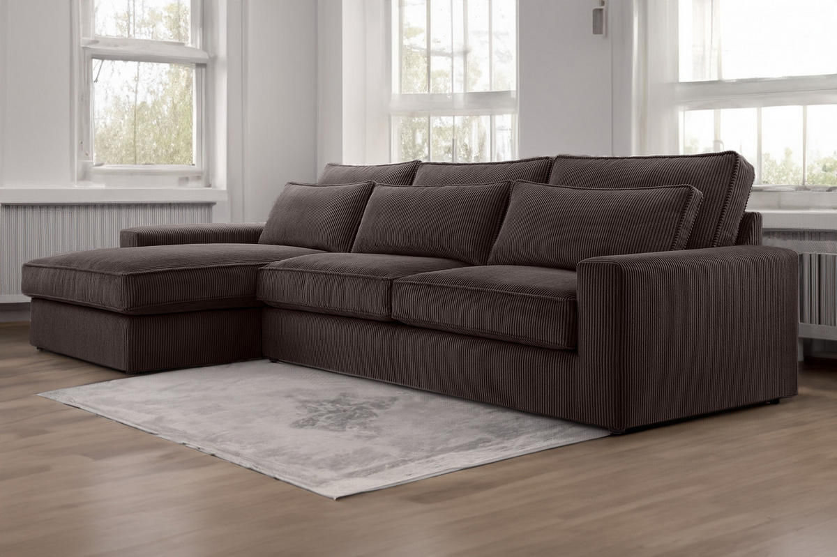 ECKSOFA 4 Sitzer Medan Mini, Dunkelbraun - Dunkelbraun, Textil (276/176cm) - Fedve