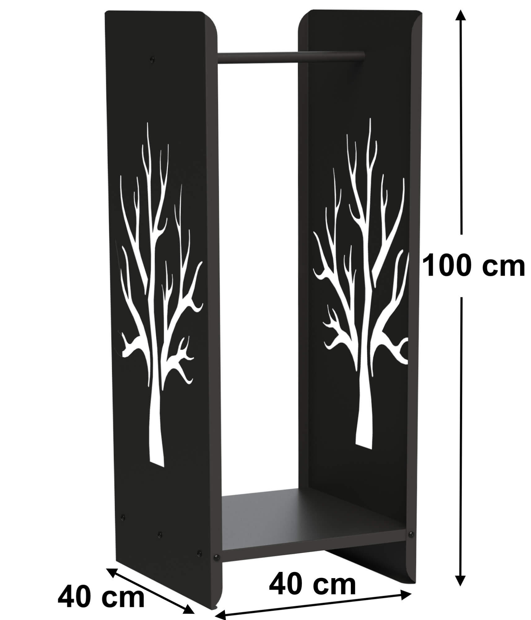 KAMINHOLZREGAL Metall Schwarz 100 cm 10-1470 - Schwarz, Metall (40/100/40cm) - DanDiBo