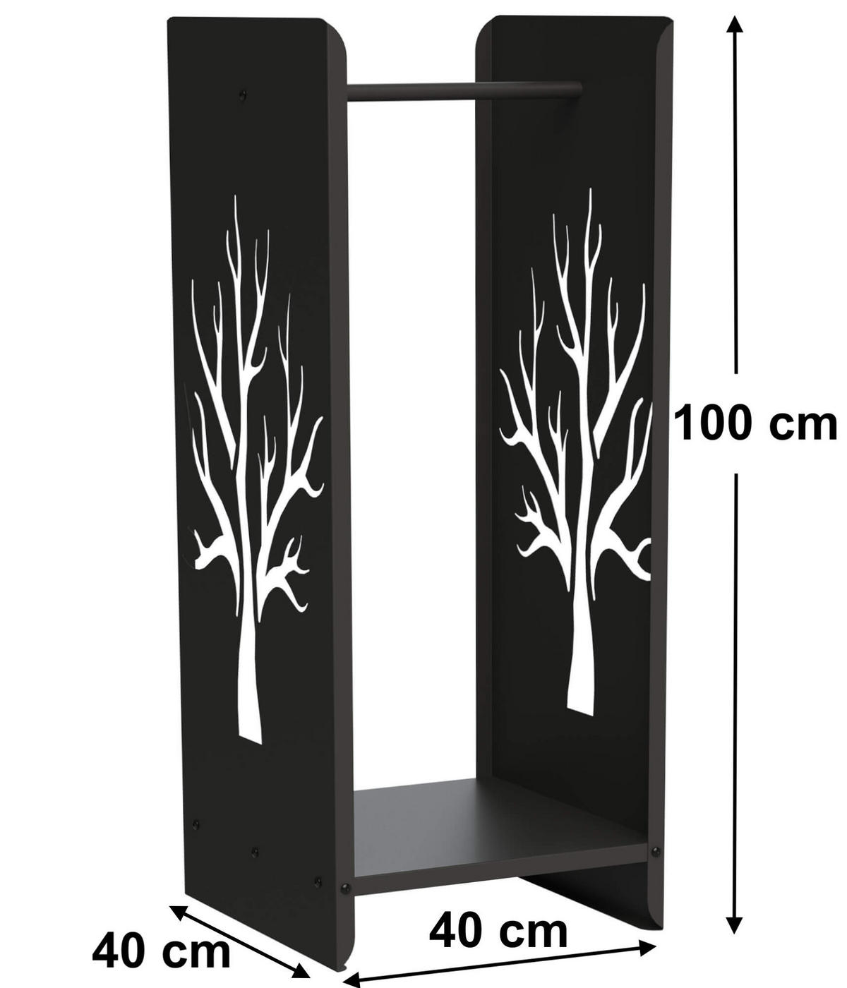 KAMINHOLZREGAL Metall Schwarz 100 cm 10-1470 - Schwarz, Metall (40/100/40cm) - DanDiBo