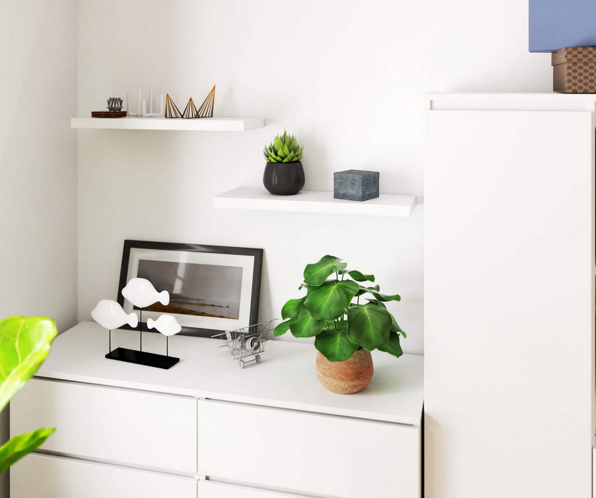 WANDREGAL Weiß 60x20x3.2 cm - Weiß, Holzwerkstoff (60/3.2/20cm) - Akord