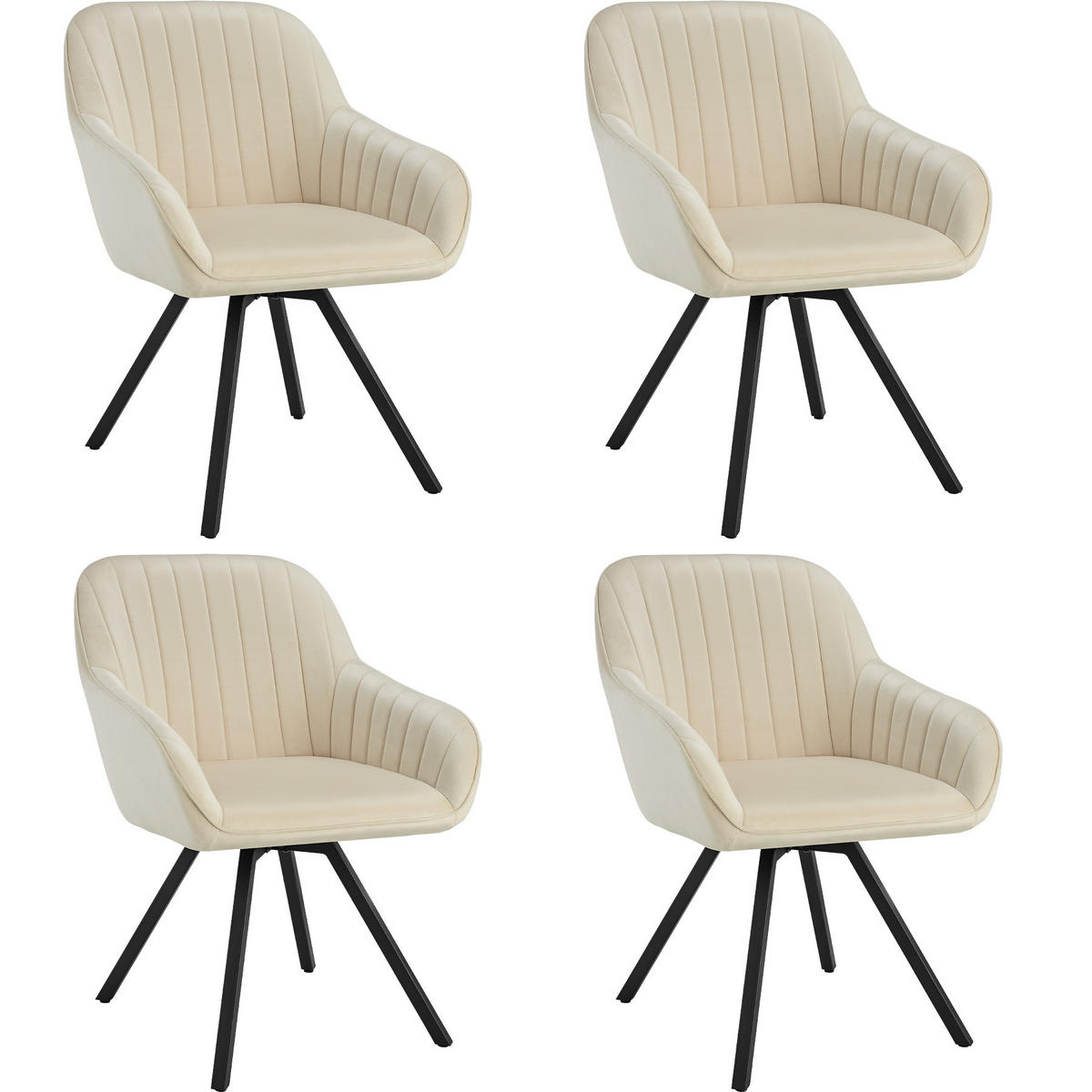 ARMLEHNSTUHL drehbarer 4er Set Snug 58 x 58 x 82 cm creme - Creme, Textil (58/82/58cm) - tectake