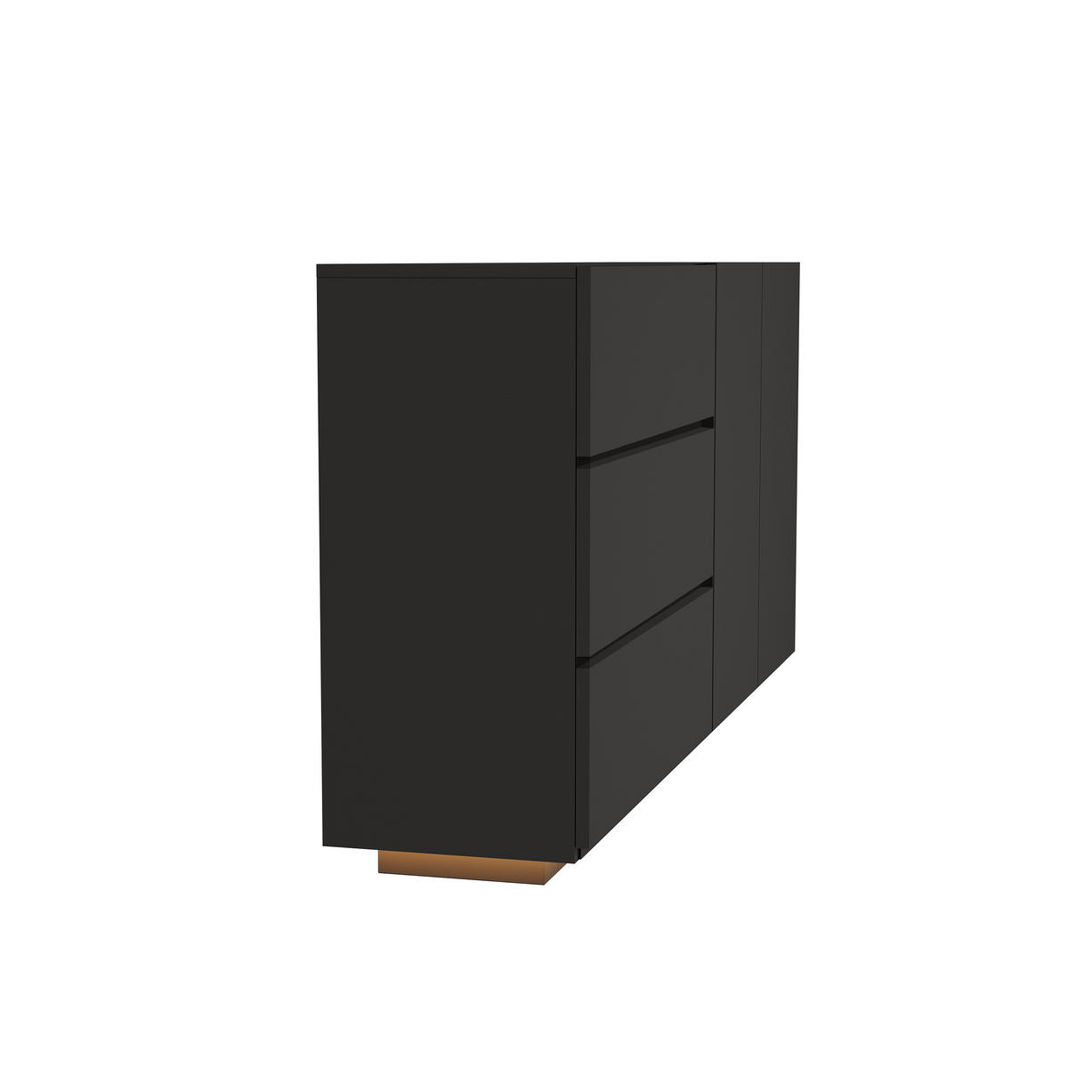 SIDEBOARD Schwarz Hochglanz 160 cm LED Kommode 2 Türen 3 Schubladen Modern - Schwarz, Holz (160/76/35cm)