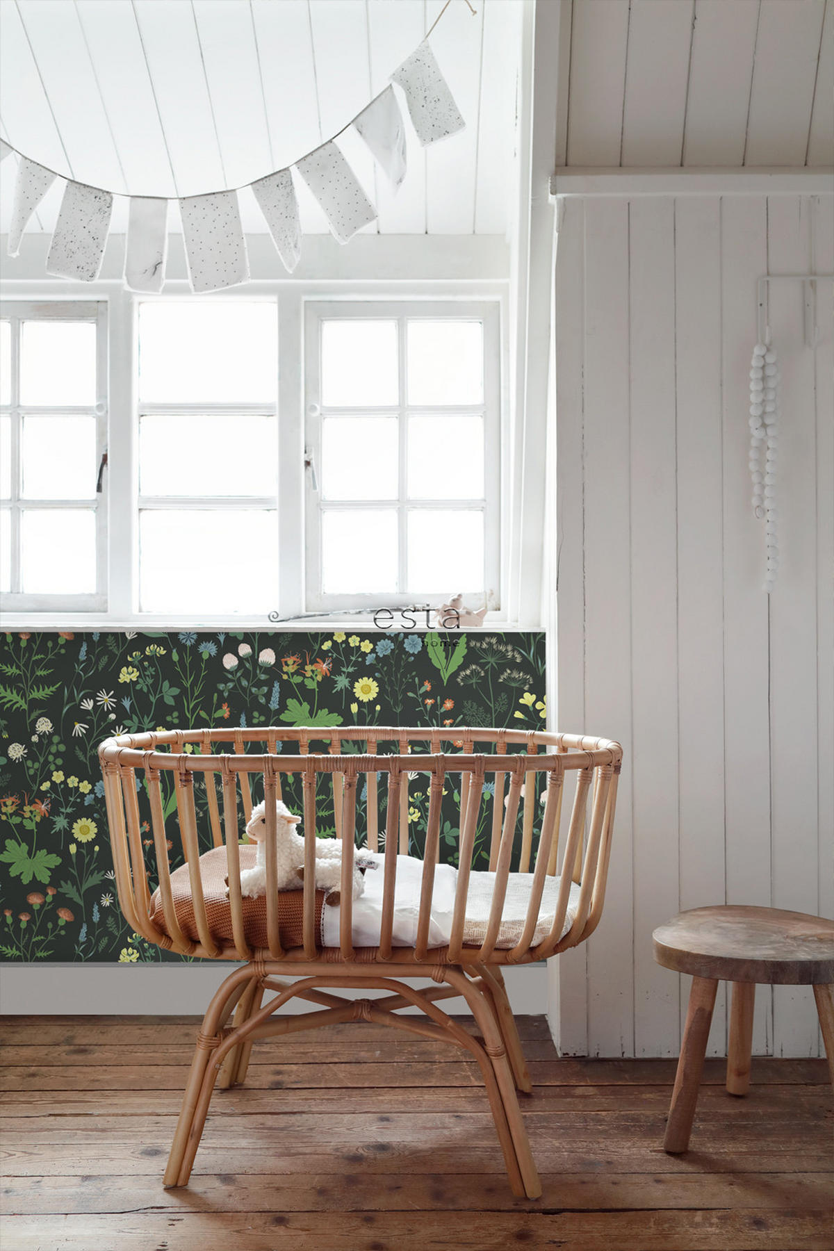 TAPETE Feldblumen 53 cm x 10.05 m - Schwarz, Papier (53/1000cm) - ESTAhome