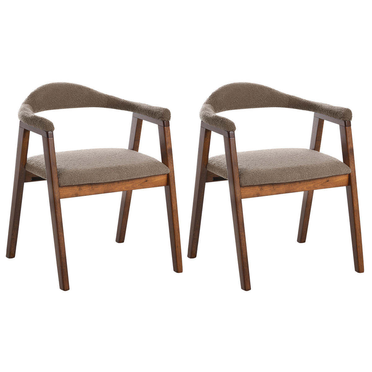 ESSZIMMERSTUHL 2er Set Holz Braun/Taupe Oneco - Taupe, Holz (56/72/62cm) - Beliani