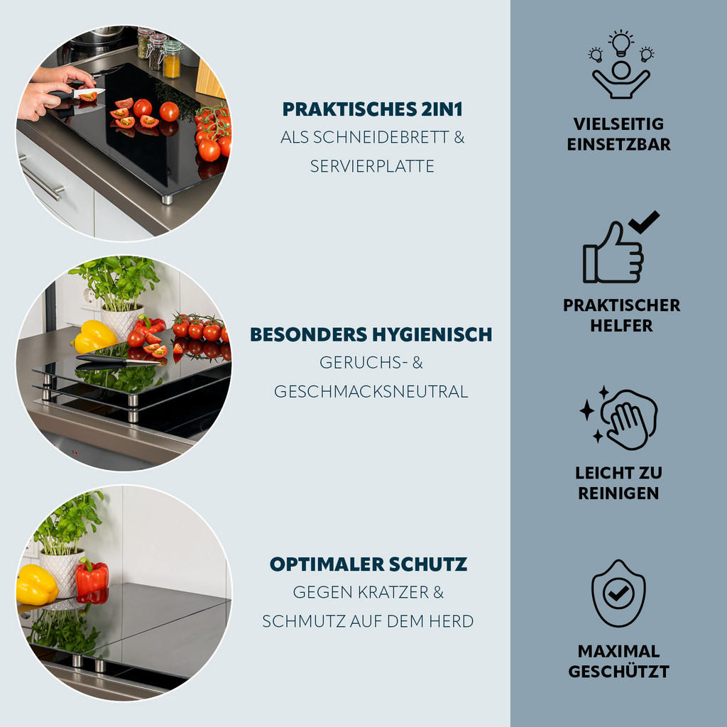 Thumbnail - bremermann Herdabdeckplatte, Schwarz, Glas, 30x6x52 cm, Küchen, Küchenelektrogeräte, Herde, Herdabdeckplatten