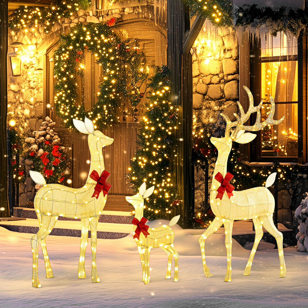 WEIHNACHTS-REH silberfarben 64.0/37.0/134.0cm - Silberfarben, Metall (37/134/64cm)