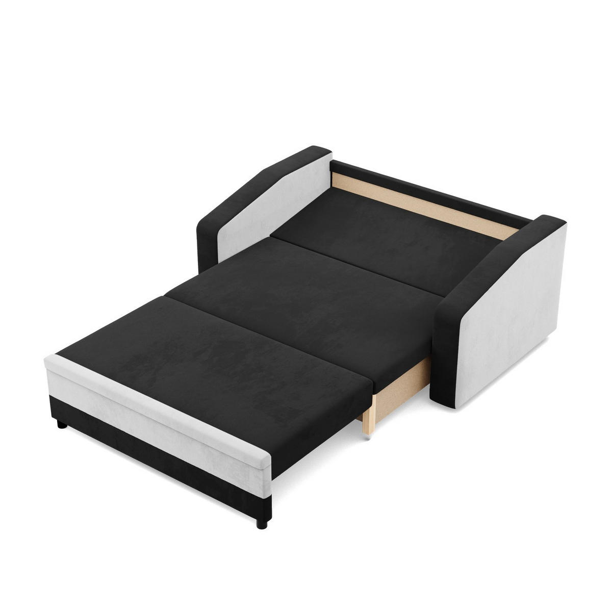 SOFA 2-SITZER MIT SCHLAFFUNKTION ORION, Schwarz + Weiß - Schwarz/Weiß, Textil (148/90/87cm)