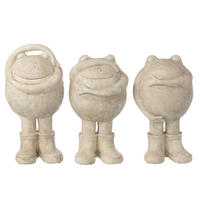 DEKOOBJEKT FROSCH SEHEN/HÖREN/SCHWEIGEN (3ER SET) - Beige, Glas/Naturmaterialien (18.8/39/22.5cm) - J-Line