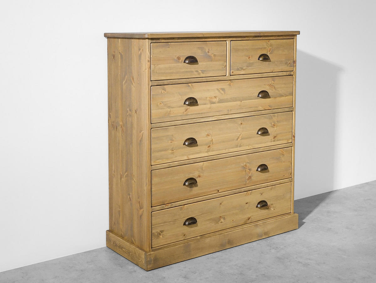 KOMMODE aus Massivholz Dakota 2 - Hellbraun, Holz (112/125/45cm) - Seart