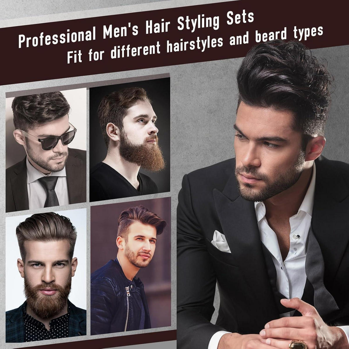 HAARKAMM & Bürsten Set 7-teilig für Herren - Multicolor, Textil (9.7/5.2/24.2cm)