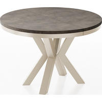 ESSTISCH Clara Beige Cashmere runder ausziehbarer, Dunkelgrauer Chicago Beton 100-180/100/76 cm - Kaschmir/Dunkelgrau, Holzwerkstoff/Metall (100/100/76cm) - WFL GROUP