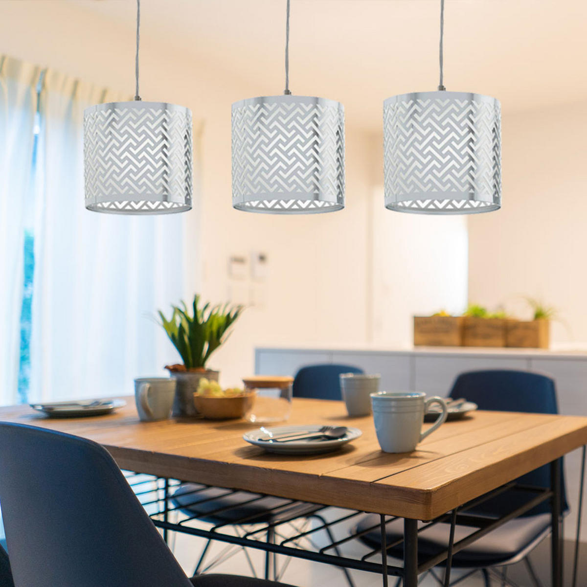 HÄNGELEUCHTE Metall Silber Muster - Silberfarben, Metall (79/17.5/110cm)