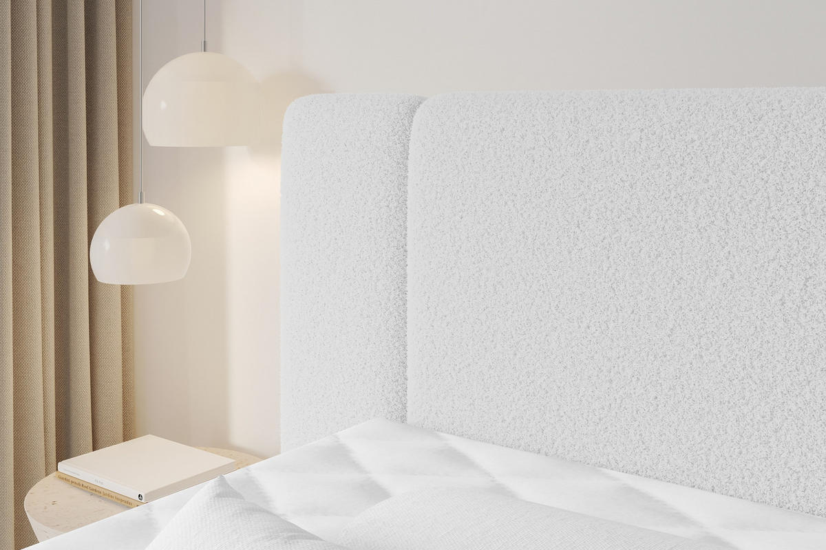 BOXSPRINGBETT mit Matratze H3/H4 - EVON KING - 140x200 cm Weiß - Weiß, Holzwerkstoff (140/200cm) - ALTDECOR