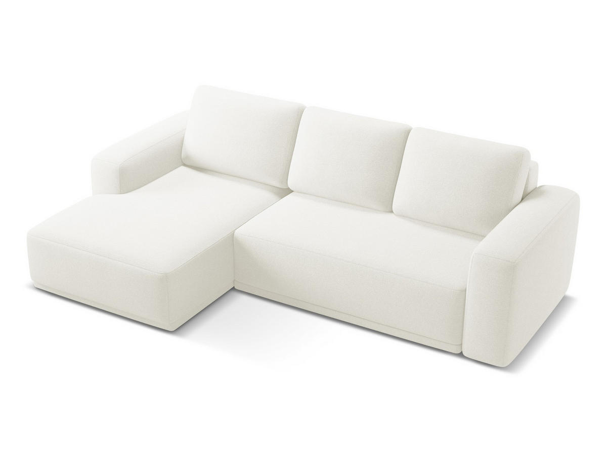 ECKSOFA mit Schlaffunktion Chenille Stoff Weiß - Schwarz/Weiß, Kunststoff/Textil (160/258cm) - Makamii